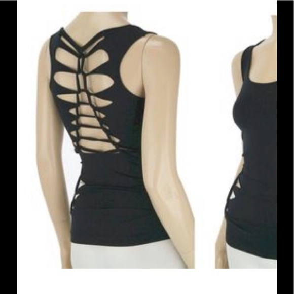Slit Weave Braided Stretch Tank Top Unlined Black One Size NWT - Picture 5 of 6